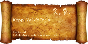 Kopp Valéria névjegykártya