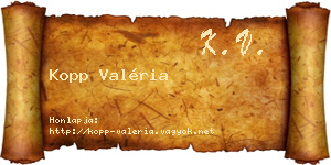 Kopp Valéria névjegykártya